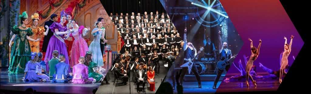 Arts composite with people performing choir and theater