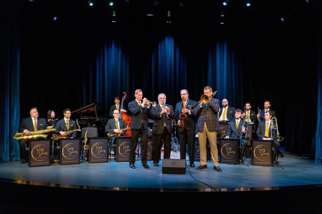 The Tommy Dorsey Orchestra performing on a stage