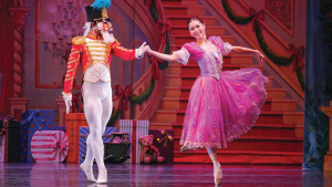 Ballet dancers perform on stage in 