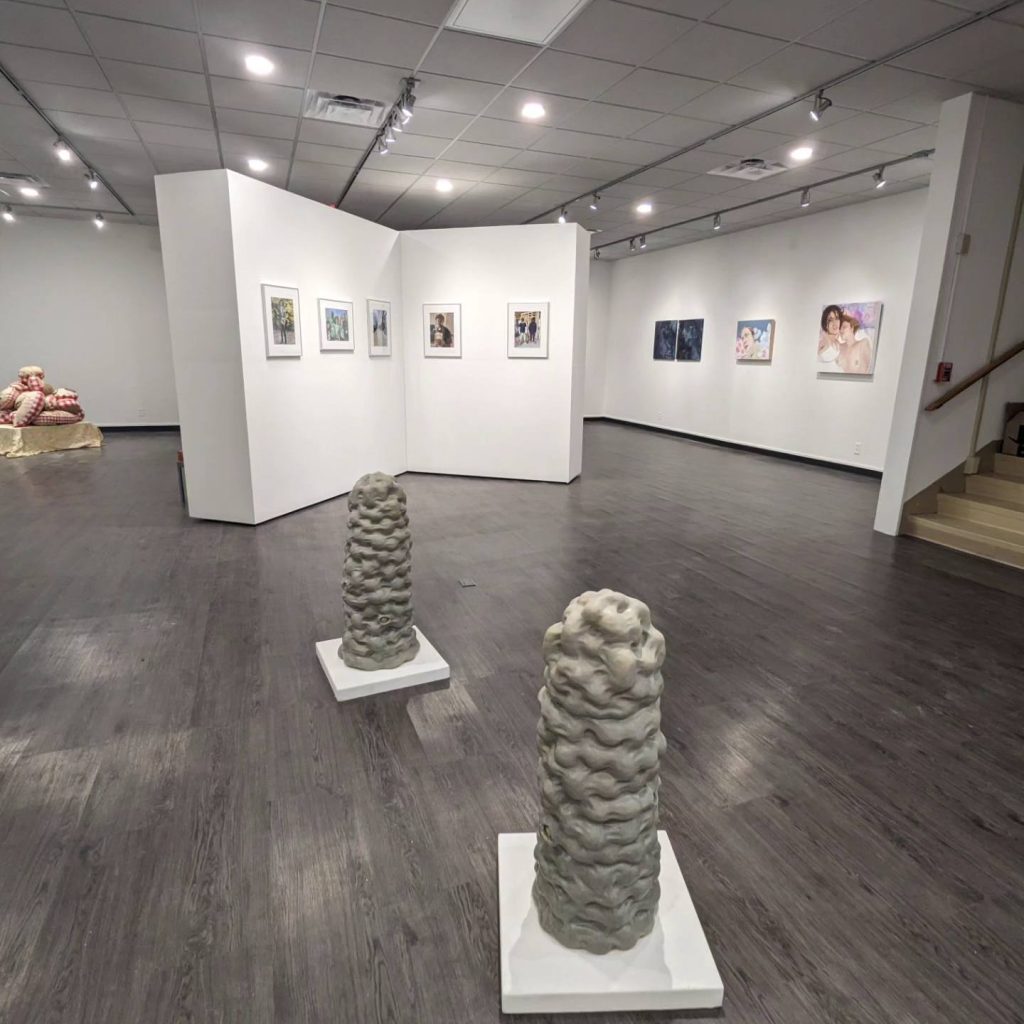 Bingham Gallery interior showing artwork sculptures.